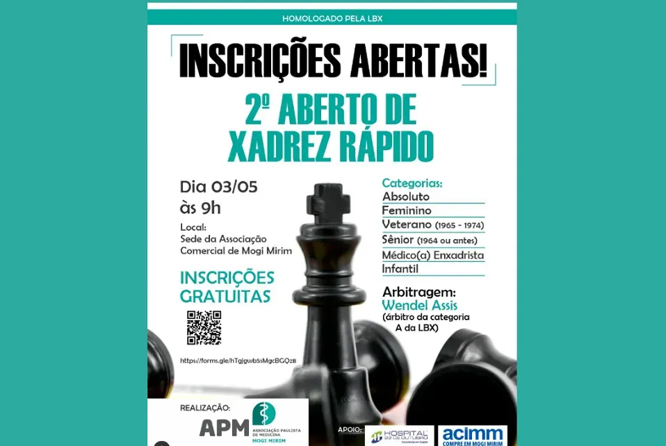 2º Torneio de Xadrez promete agitar Mogi Mirim