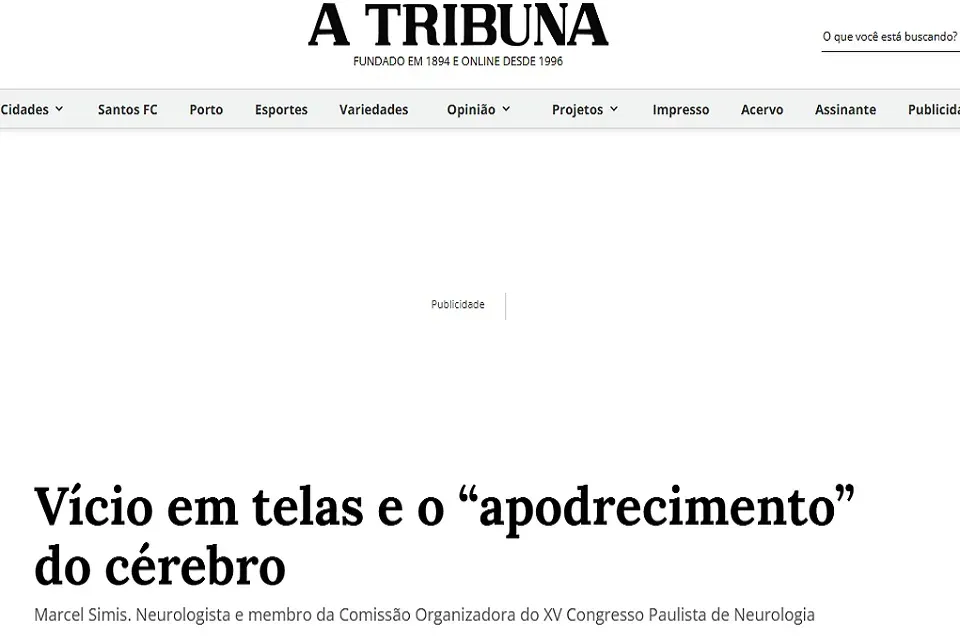 A Tribuna divulga artigo sobre “brain rot”