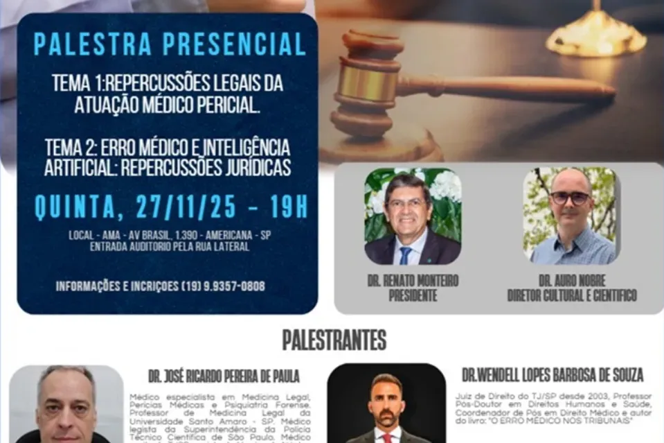 Americana promove palestra sobre repercussões legais e jurídicas na Medicina