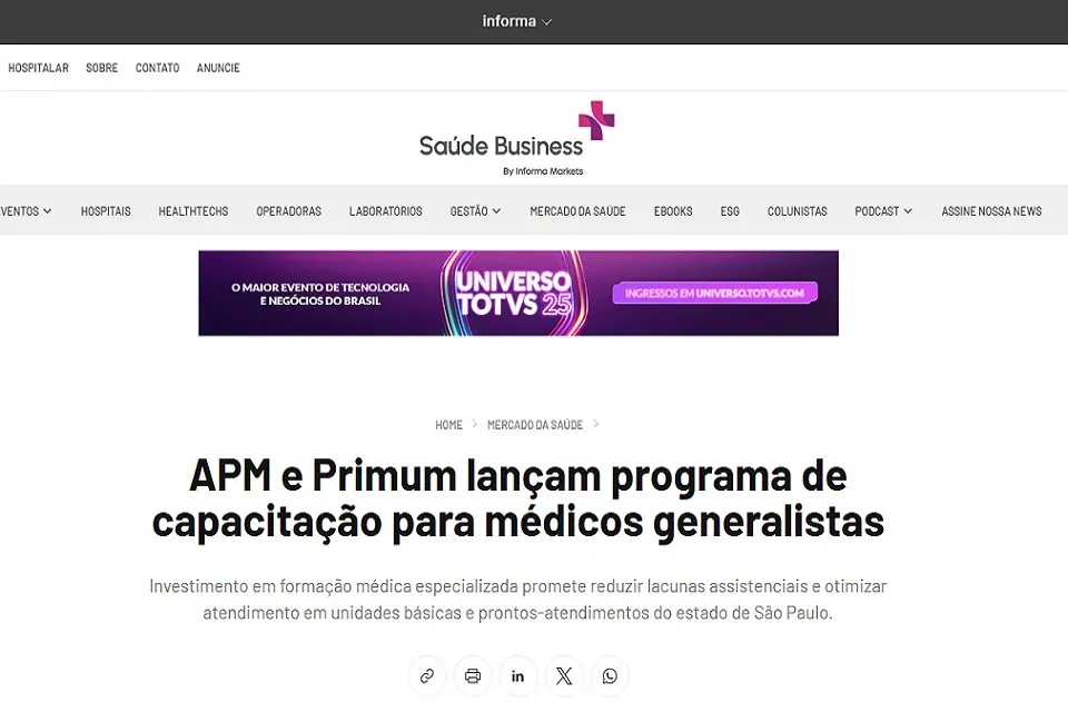 APM e o Grupo Educacional Primum anunciam  parceria estratégica