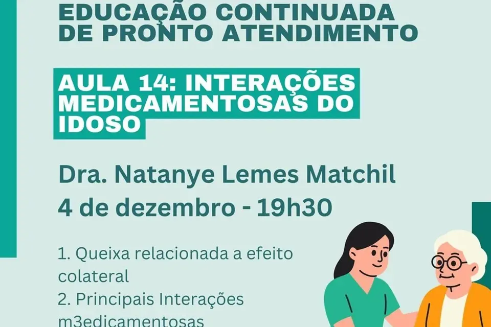 Assis: 14ª aula da série Educação Continuada de Pronto Atendimento nesta quinta