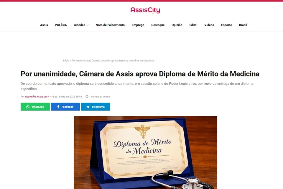 Assis: APM indicará médicos para receber Diploma de Mérito dos Profissionais da Medicina