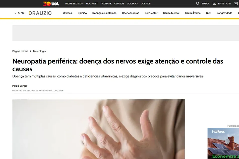 Diretor da APM aborda neuropatia periférica no portal Drauzio Varella