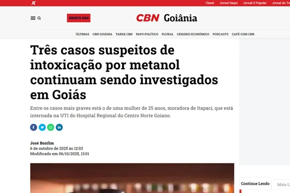 Diretor da APM destaca os danos que o metanol causa ao ser ingerido 