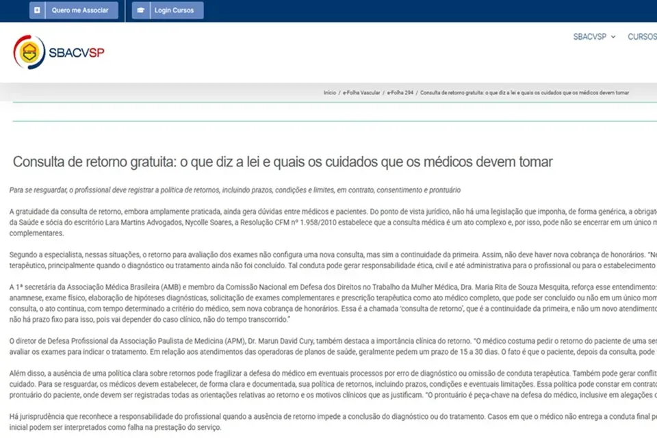 Diretor da APM fala sobre consulta de retorno gratuita