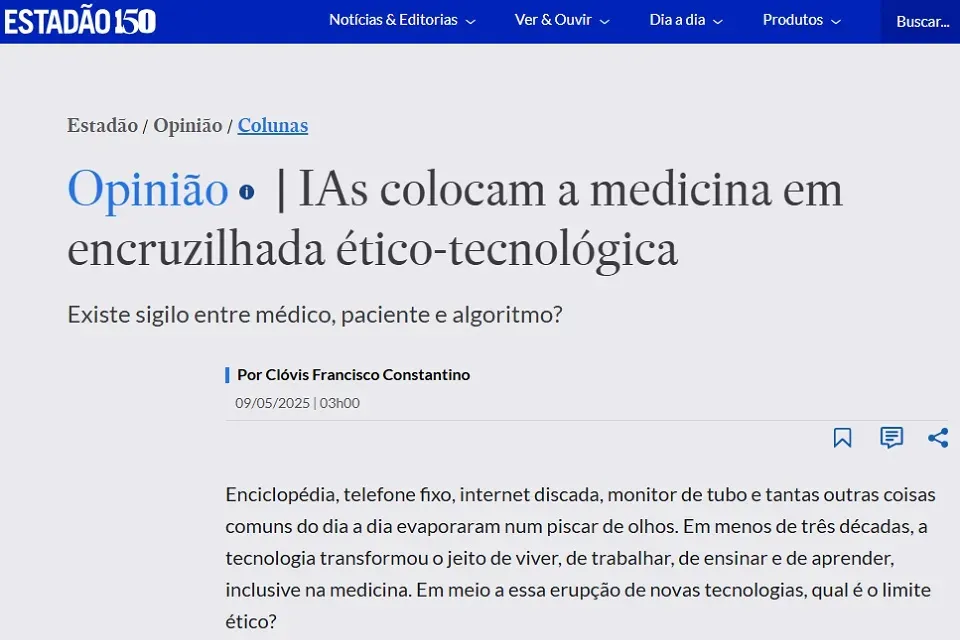 Estadão publica artigo de diretor da APM sobre inteligência artificial