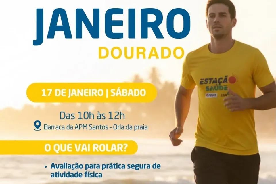Janeiro Dourado: Santos promove ação para conscientizar à prática segura de exercícios físicos