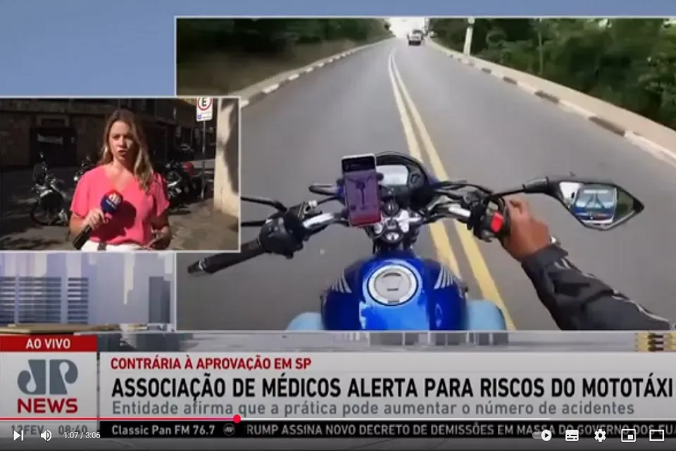 Jovem Pan divulga alerta da APM sobre mototáxis em SP