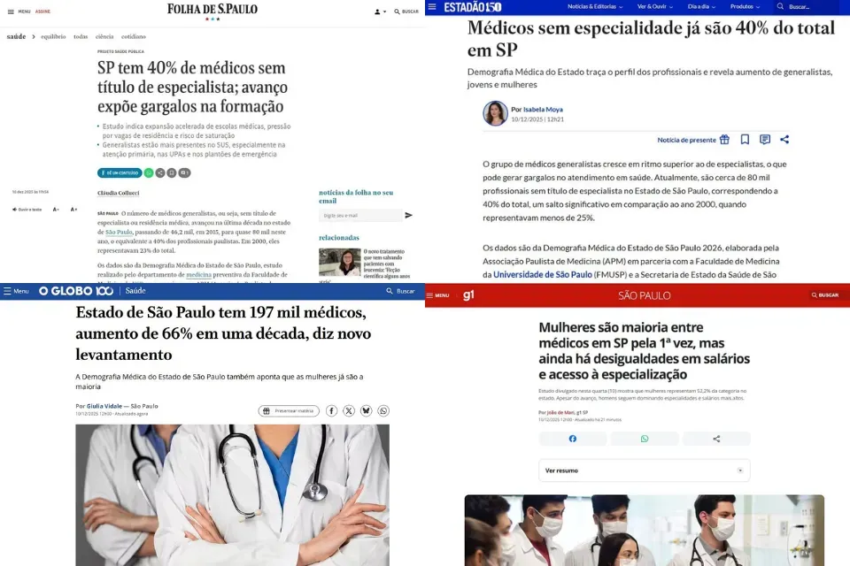 Lançamento da Demografia Médica do Estado de SP tem grande repercussão na imprensa