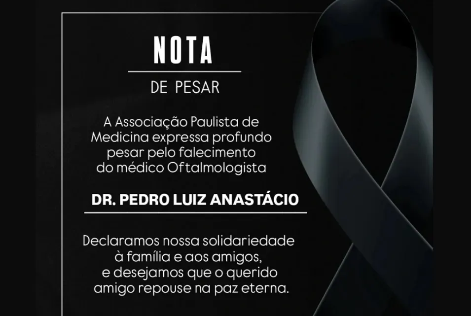Nota de pesar pelo falecimento de Pedro Luiz Anastácio