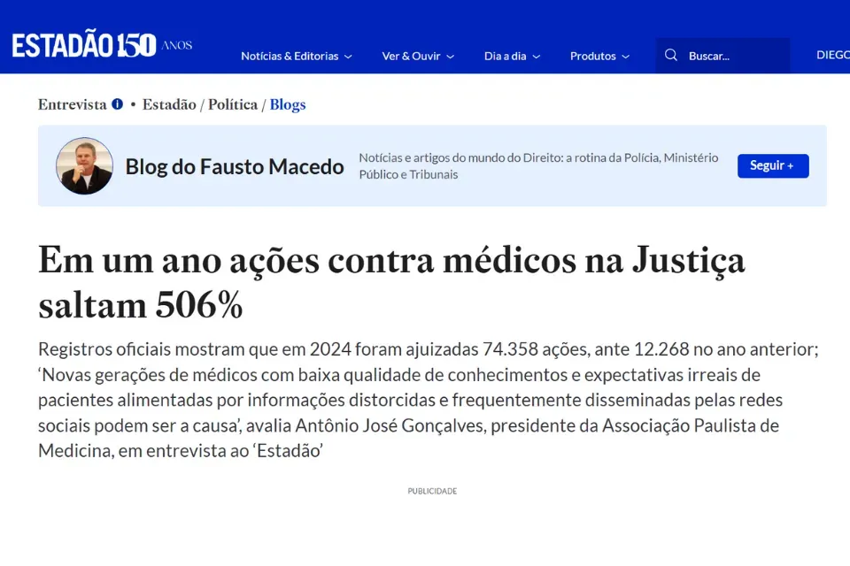 Presidente da APM concede entrevista ao Estadão