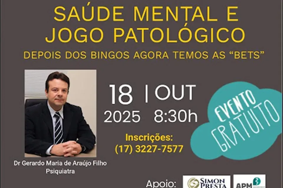 Rio Preto: Participe da palestra “Saúde Mental e Jogo Patológico – Depois dos Bingos, temos as Bets”