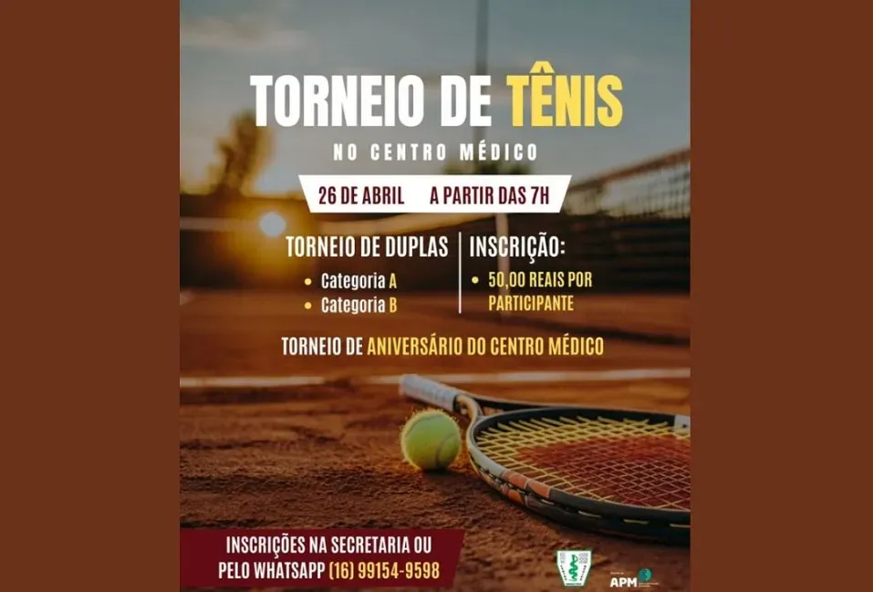 Torneio de Tênis neste sábado marca aniversário do Centro Médico de Ribeirão Preto