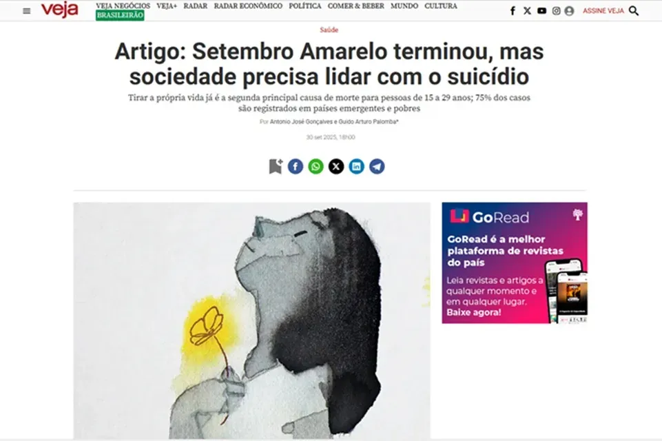 Veja publica artigo de diretores da APM sobre o Setembro Amarelo