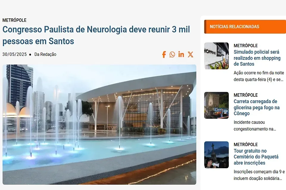 XV Congresso Paulista de Neurologia é destaque no Jornal da Orla